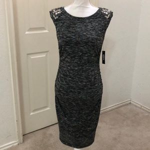 Vince Camuto Embellished SLV Knit Sheath Dress
